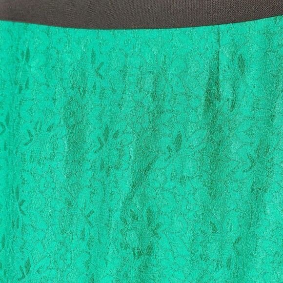 NEW Alfani Lace Pencil Skirt Green Sz 10P Metal Zip Closure Elastic Waist - Picture 3 of 4